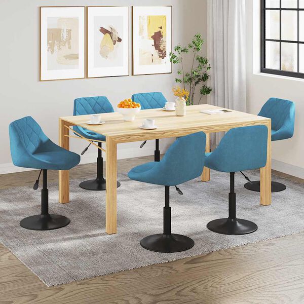 vidaXL Chaises pivotantes &agrave; manger lot de 6 bleu velours