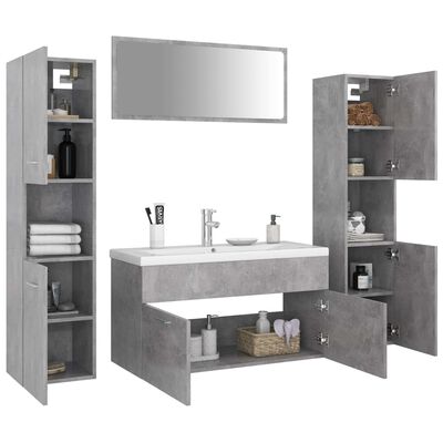 vidaXL Ensemble de meubles de salle de bain Gris béton Aggloméré