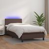vidaXL Sommier &agrave; lattes de lit et matelas et LED Marron 90x200 cm