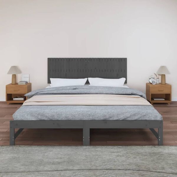 vidaXL T&ecirc;te de lit murale Gris 185x3x60 cm Bois massif de pin