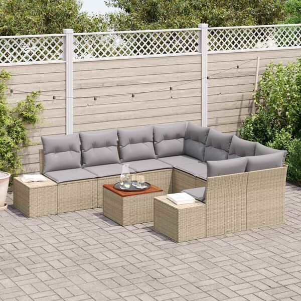vidaXL Ensemble de canap&eacute; de jardin 9 pcs beige et gris clair