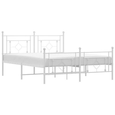 vidaXL Cadre de lit métal sans matelas et pied de lit blanc 150x200 cm