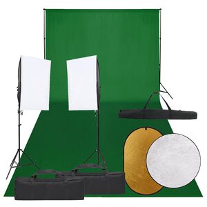 vidaXL Kit de studio photo avec &eacute;clairage toile de fond et r&eacute;flecteur
