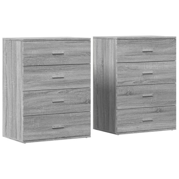 vidaXL Buffets 2 pcs sonoma gris 60x39x80 cm bois d'ing&eacute;nierie