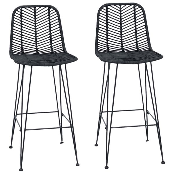 vidaXL Chaise de bar 2 pcs Noir 44,5 x 53 x 111 cm Rotin et m&eacute;tal