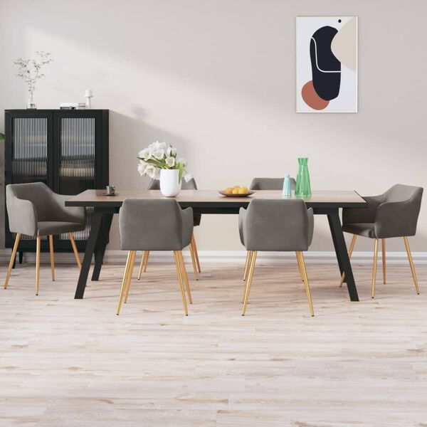 vidaXL Chaises &agrave; manger lot de 6 gris fonc&eacute; velours