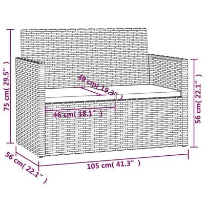 vidaXL Banc de jardin avec coussins Noir 105 cm Résine tressée