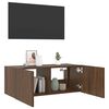 vidaXL Meuble TV mural avec lumi&egrave;res LED ch&ecirc;ne marron 80x35x31 cm