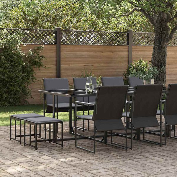 vidaXL Ensemble de salle &agrave; manger pour jardin 13 pcs Noir Acier