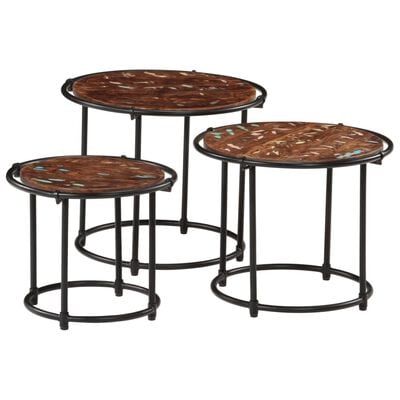 vidaXL Tables gigognes 3 pcs bois massif de récupération