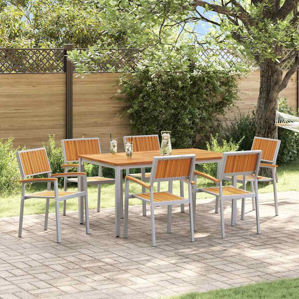 vidaXL Ensemble de salle &agrave; manger pour jardin 7 pcs Gris
