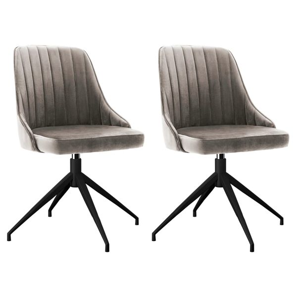 vidaXL Chaises &agrave; manger lot de 2 Gris clair Velours