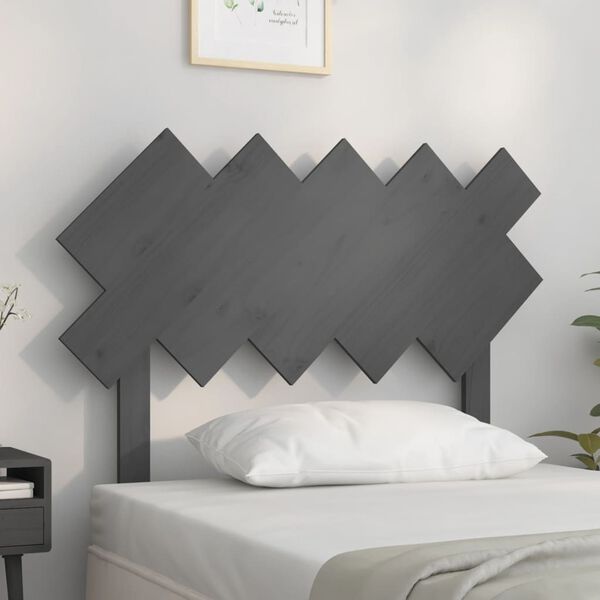 vidaXL T&ecirc;te de lit Gris 104x3x80,5 cm Bois massif de pin