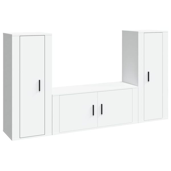 vidaXL Ensemble de meubles TV 3 pcs Blanc Bois d'ingénierie