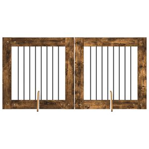 vidaXL Portillon pour chien avec supports 2 pcs Ch&ecirc;ne fum&eacute; 80 x 80 cm