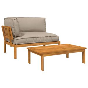 vidaXL Ensemble de Canap&eacute;s Uni 2 pcs Taupe Bois d'Acacia Massif