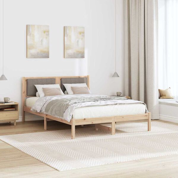 vidaXL Cadre de lit avec t&ecirc;te de lit rembourr&eacute;e Taupe 120 x 190 cm