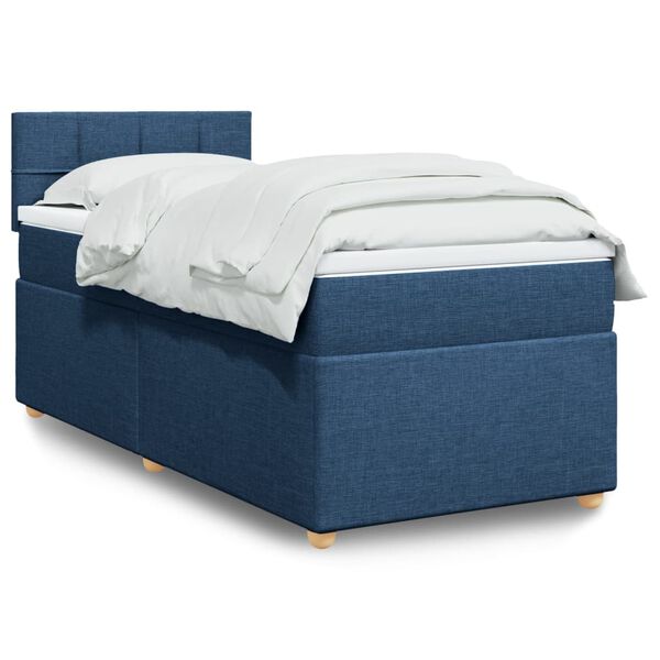 vidaXL Sommier &agrave; lattes de lit avec matelas Bleu 90x190 cm Tissu