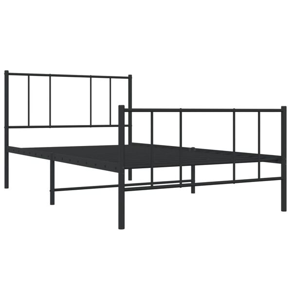 vidaXL Cadre de lit m&eacute;tal sans matelas avec pied de lit noir 75x190 cm
