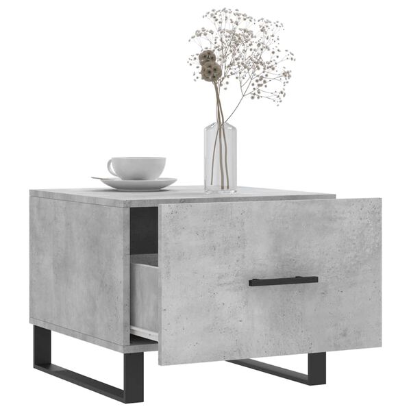 vidaXL Table basse gris b&eacute;ton 50x50x40 cm bois d'ing&eacute;nierie