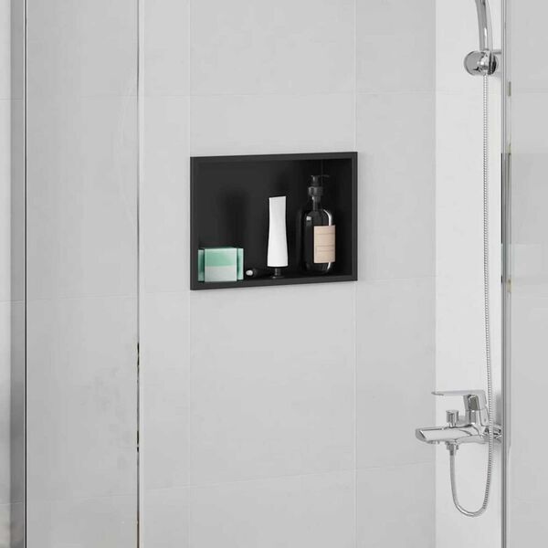 vidaXL Niche de Douche Noir 30 x 20 x 9.5 cm Acier inoxydable