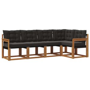 vidaXL Ensemble de canap&eacute;s d'ext&eacute;rieur 5 pc Naturel et Noir