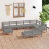 vidaXL Salon de jardin 10 pcs Bois de pin massif Gris