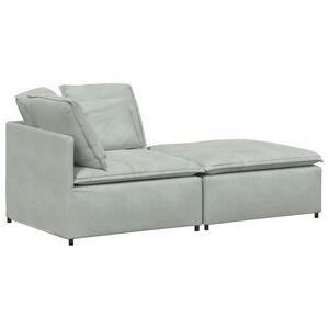 vidaXL Canap&eacute; modulaire et repose-pieds et coussins velours gris fonc&eacute;