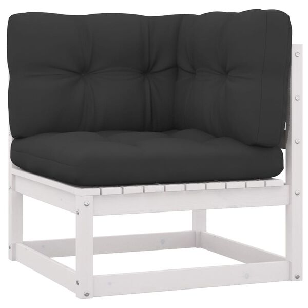 vidaXL Salon de jardin avec coussins 6 pcs blanc bois de pin massif