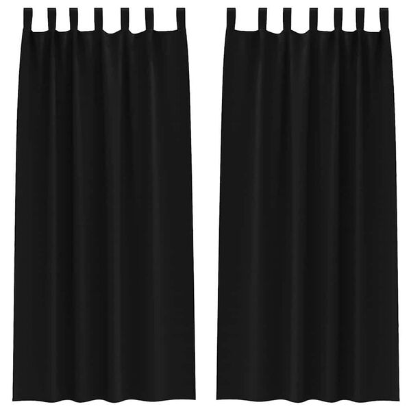vidaXL Rideaux occultants avec anneaux 2 pcs Noir 245 x 140 cm