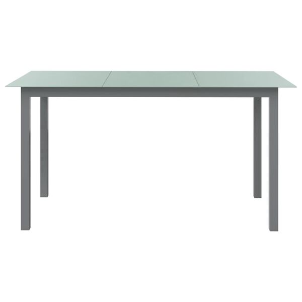 vidaXL Table de jardin Gris clair 150x90x74 cm Aluminium et verre