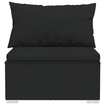 vidaXL Salon de jardin 7 pcs avec coussins Résine tressée Noir