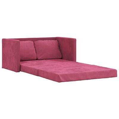 vidaXL Canapé-lit 2 en 1 rouge bordeaux 122x204x55 cm velours