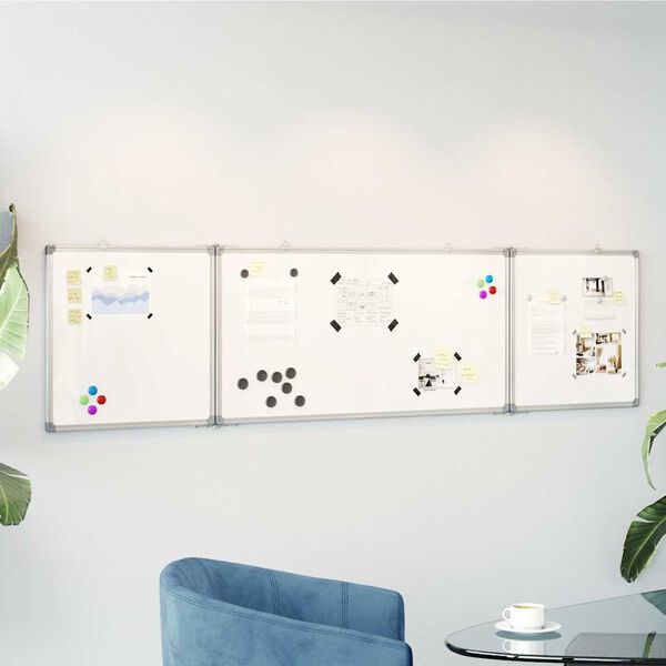 vidaXL Tableau blanc magn&eacute;tique pliable 200x50x1,7 cm aluminium