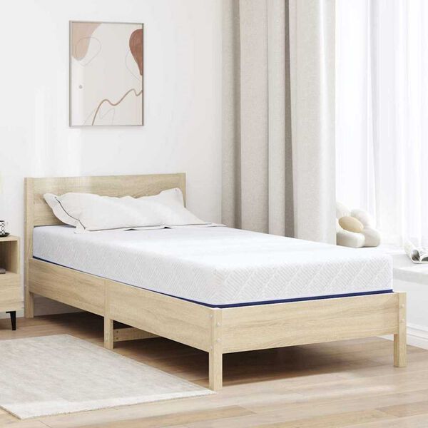 vidaXL Matelas Blanc et Bleu 100 x 200 cm Tissu jacquard