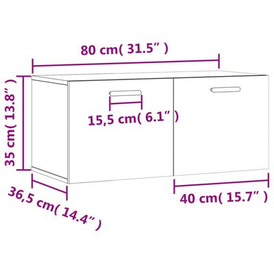 vidaXL Armoire murale blanc 80x36,5x35 cm bois d'ingénierie