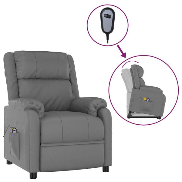 vidaXL Fauteuil de massage Gris Similicuir