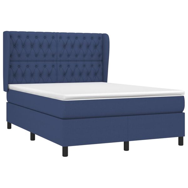 vidaXL Sommier &agrave; lattes de lit avec matelas Bleu 140x200 cm Tissu