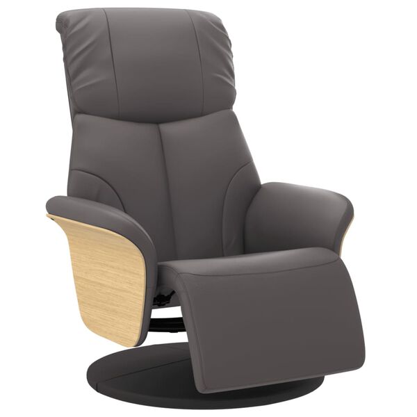 vidaXL Fauteuil inclinable avec repose-pieds gris similicuir