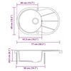 vidaXL Évier de cuisine en granit Bac unique Ovale Noir