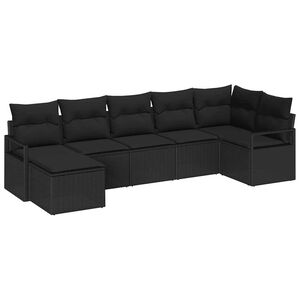 vidaXL Ensemble de Canap&eacute;s avec coussin 7 pcs Noir polyrotin