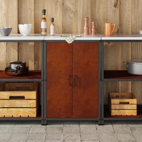 vidaXL Rangement de cuisine avec &eacute;tag&egrave;re Rouill&eacute; 60 x 50 x 92 cm Acier