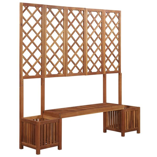 vidaXL Jardini&egrave;re avec banc et treillis Bois d'acacia massif