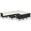 vidaXL Salon de jardin 11 pcs avec coussins R&eacute;sine tress&eacute;e Noir