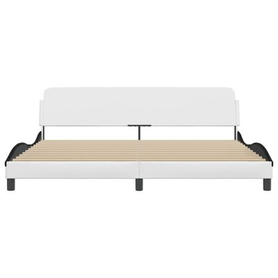 vidaXL Cadre de lit sans matelas blanc et noir 200x200 cm similicuir