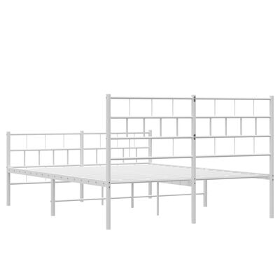 vidaXL Cadre de lit métal sans matelas et pied de lit blanc 135x190 cm