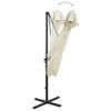 vidaXL Parasol de jardin en porte-&agrave;-faux &agrave; double toit sable