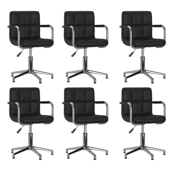 vidaXL Chaises pivotantes &agrave; manger lot de 6 noir similicuir