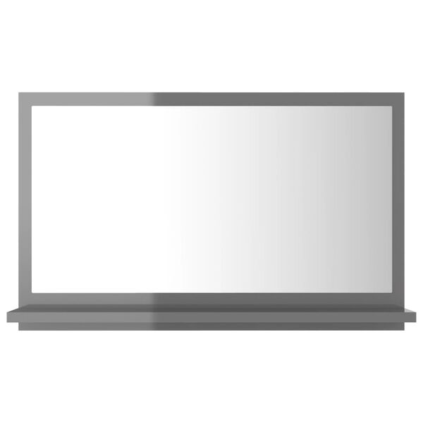 vidaXL Miroir de salle de bain Gris brillant 60x10,5x37 cm Agglom&eacute;r&eacute;