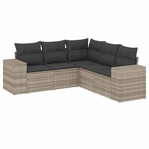 vidaXL Salon de jardin 5 pcs avec coussins gris clair r&eacute;sine tress&eacute;e
